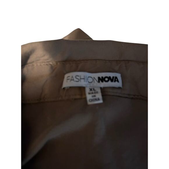 Fashion Nova Brown Button Down Blouse Size XL - Picture 3 of 3